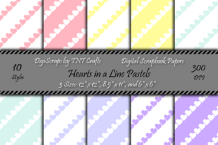 Download Pastel Hearts in a Line Digital Scrapbook Paper Pack - Pastel Collection