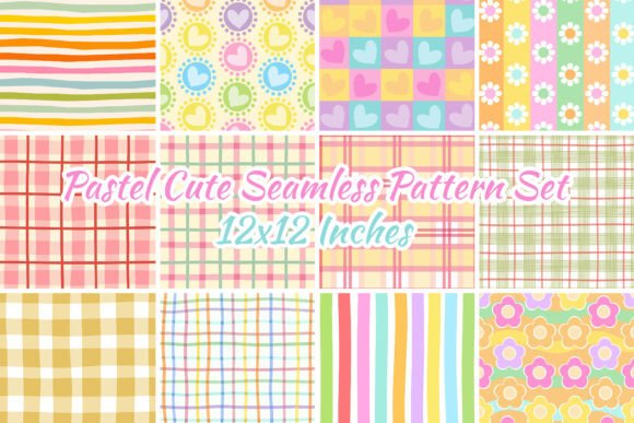 Download 12 Pastel Cute Seamless Pattern Set - Pastel Collection