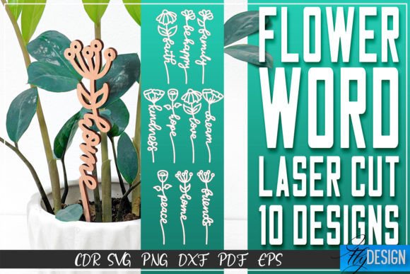 Download Flower Word Laser Cut SVG | Flower Decor - Flower decor Collection