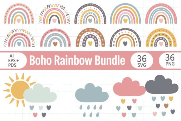 Download Pastel Boho Rainbow &amp; Weather Set - Pastel Collection