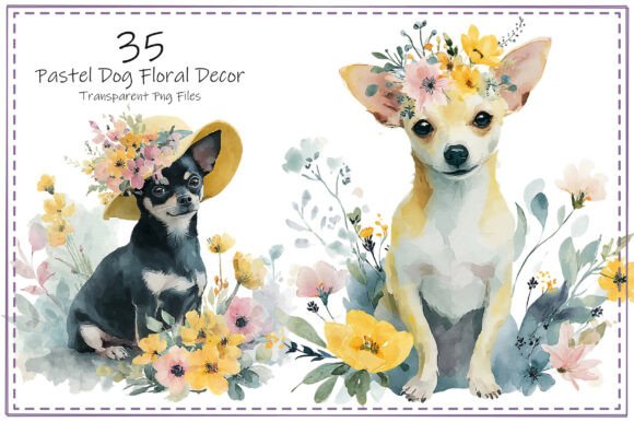 Download Pastel Dog Floral Decor Clipart Bundle - Pastel Collection