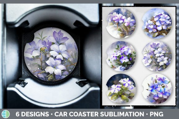 Download Snowy Periwinkle Car Coaster | Sublimati - Premium Resources
