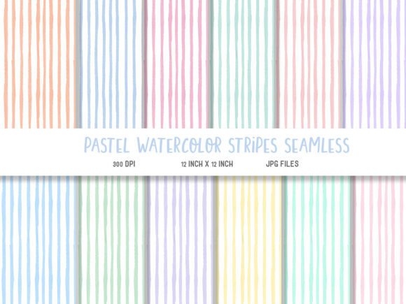 Download Pastel Watercolor Stripes Digital Paper - Pastel Collection